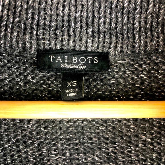 Talbots long grey sparkle long wide neck sweaterXS - Picture 4 of 6